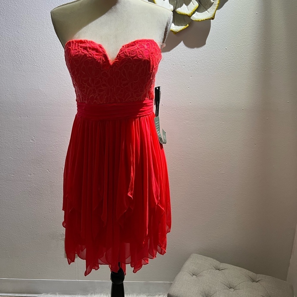 My Michelle Dress junior neon coral
